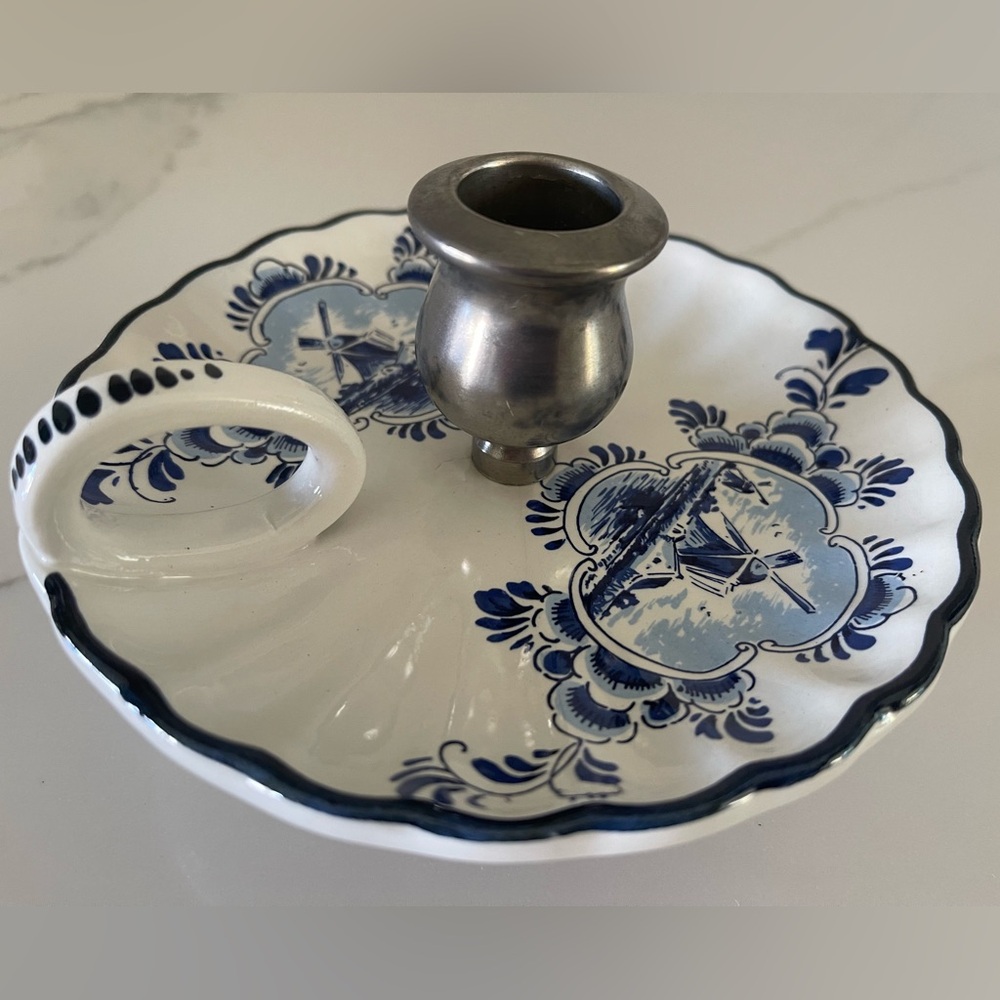 Delft blue pottery blaker candle holder